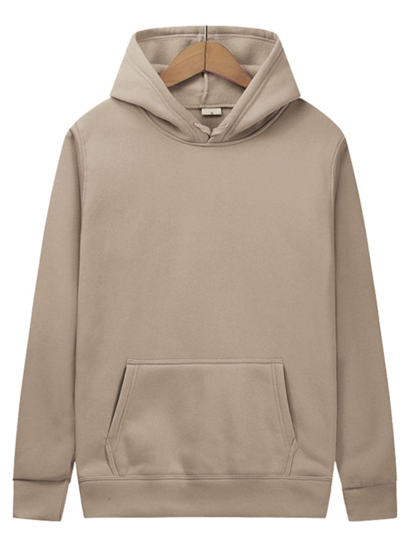Men's Full Size Kangaroo Pocket Long Sleeve Hoodie Plus Size | Hazel & June Taupe