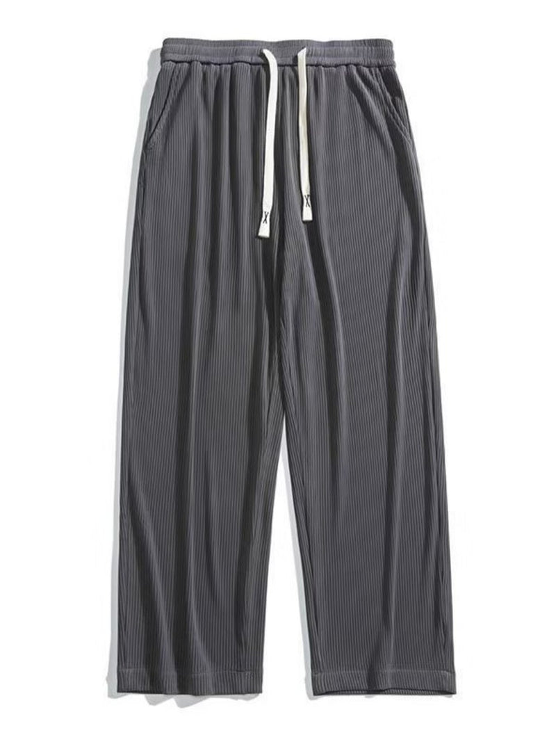 Men's Plus Size Casual Drawstring Wide Leg Pants | Hazel & June Dark Gray