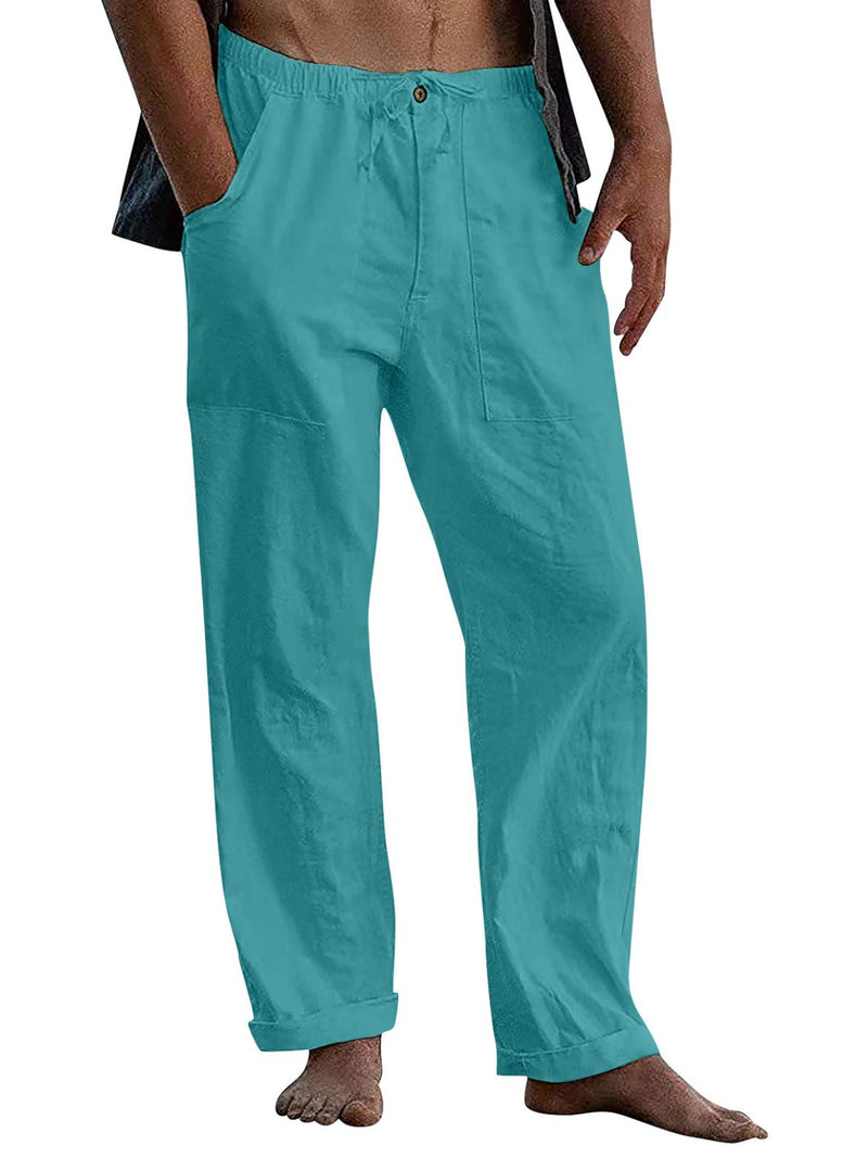 Men's Full Size Drawstring Straight Leg Pants Plus Size Teal