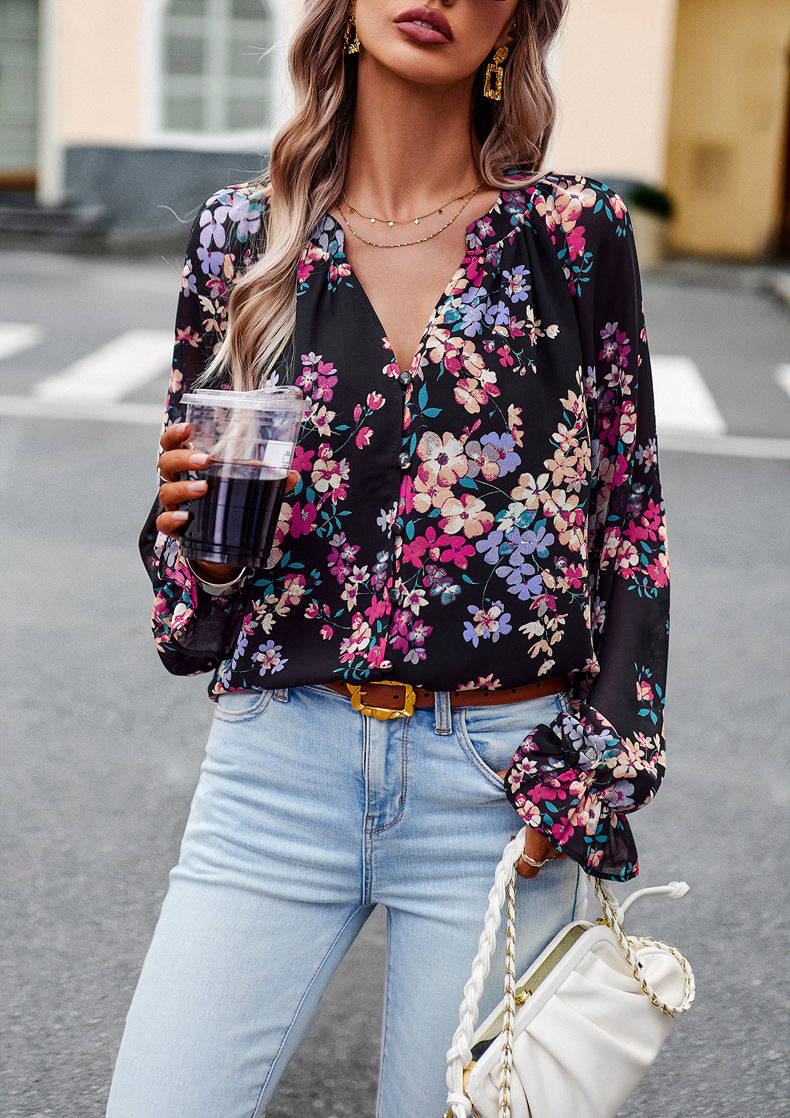 Elara Floral Chiffon Blouse