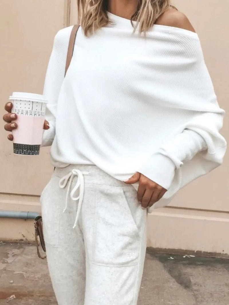 Single Shoulder Ribbed Knit Top 3