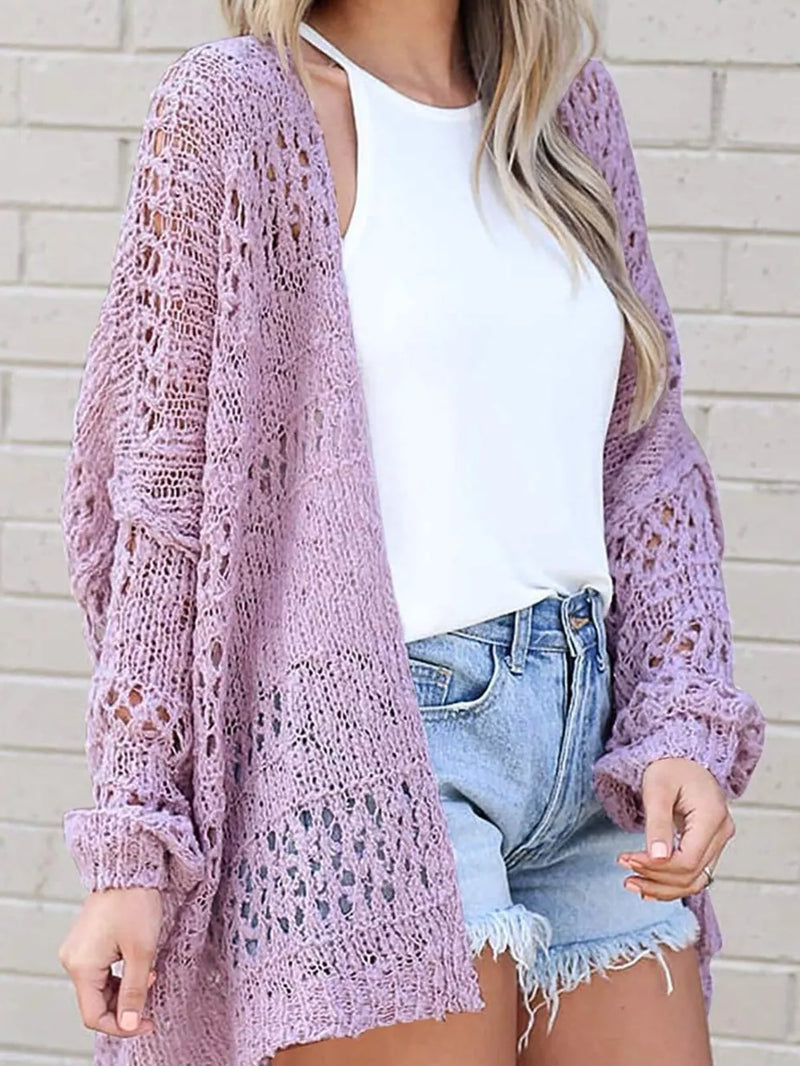 Openwork Open Front Lightweight Cardigan 1
