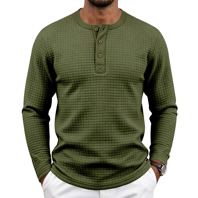 Jacquard Plaid Henley 4