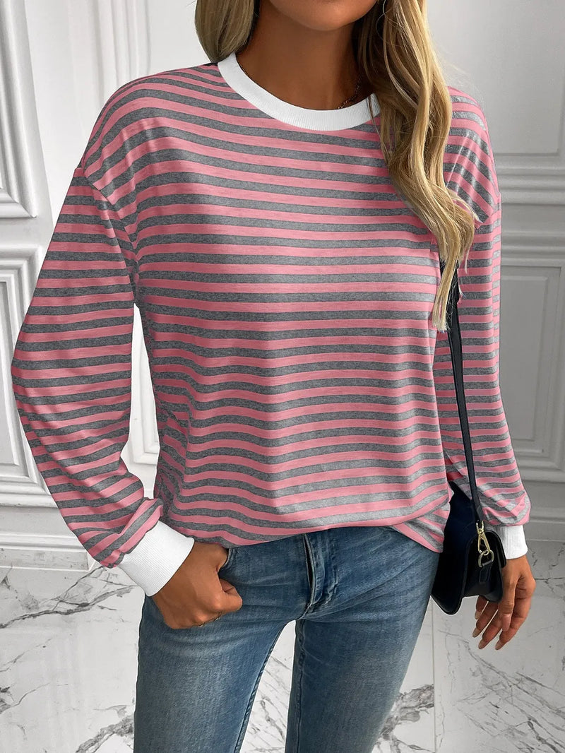 Ivy Lane Striped Round Neck Long Sleeve Sweatshirt 6