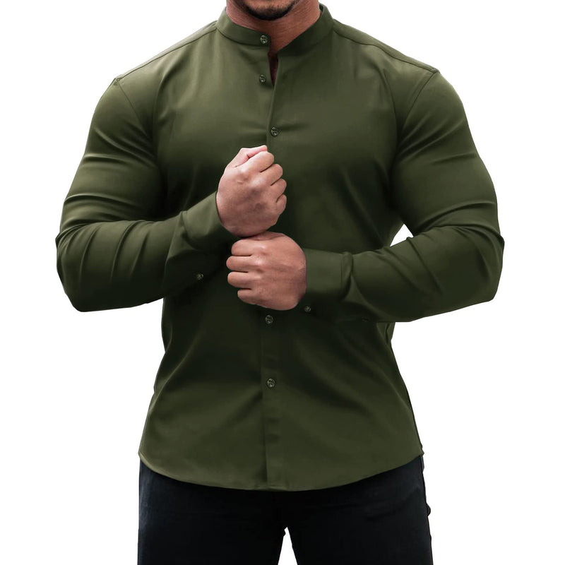 Cove White Button Down Shirt — Army Green