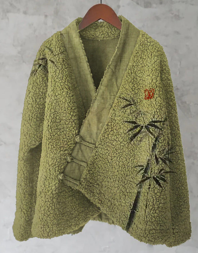 Navy Floral Sherpa Kimono Jacket — Print 9