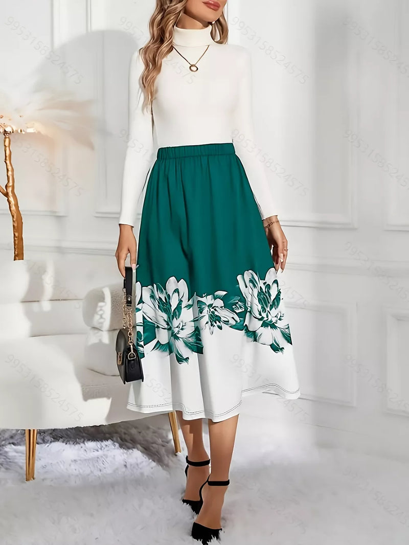 Floral Print A-Line Midi Skirt 7