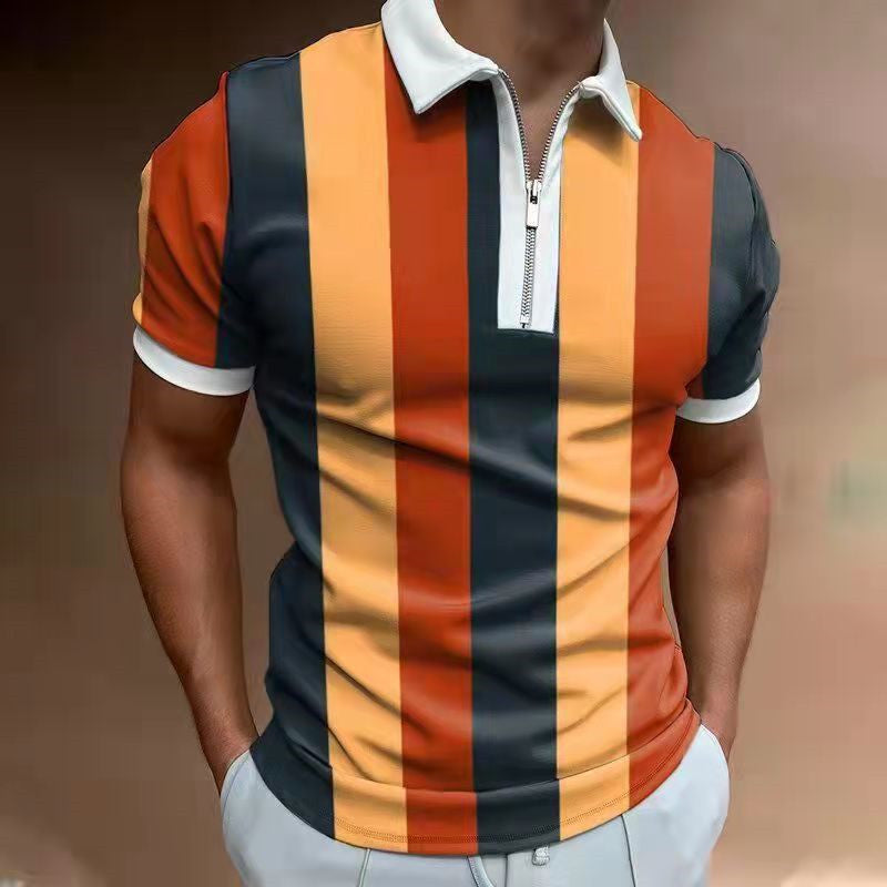 Silas Printed Stripe Polo Tee — PLS34