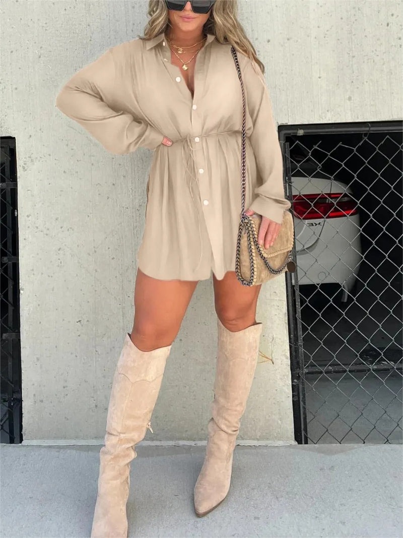 Arden Button Shirt Jumpsuit — Apricot