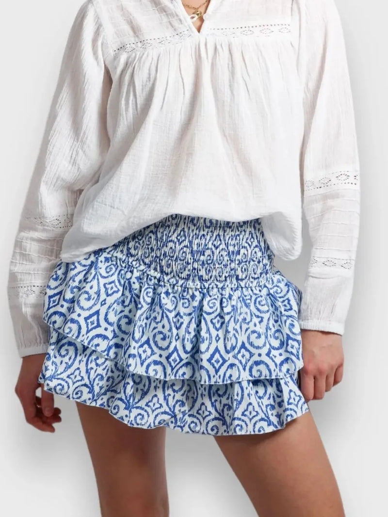 Smocked Wideband Waist Layered Mini Skirt | Hazel & June Blue