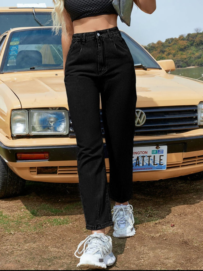 Straight Leg Jeans with Pockets 4