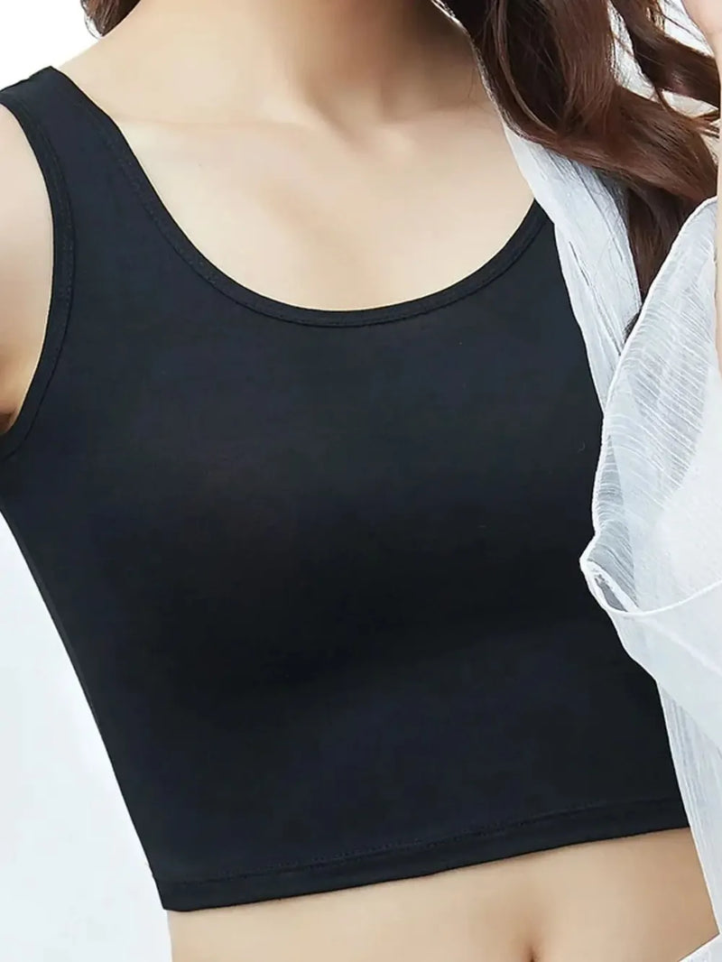 Scoop Neck Cropped Tank Top | Hazel & June Black