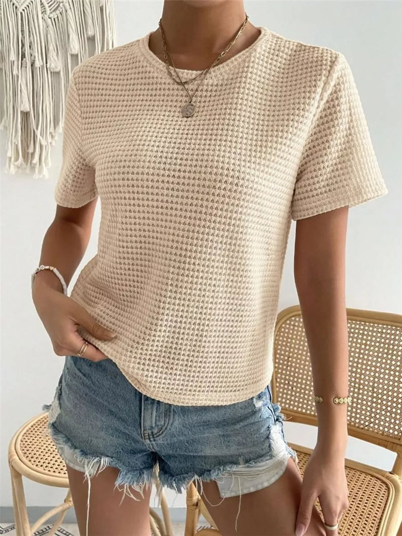 Waffle Knit Short Sleeve T-Shirt 1