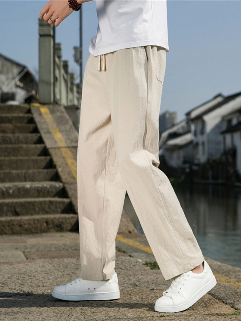 Men's Plus Size Loose Fit Drawstring Casual Pants Khaki