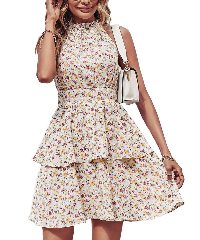 Ayla Ruffle Halter Midi Dress