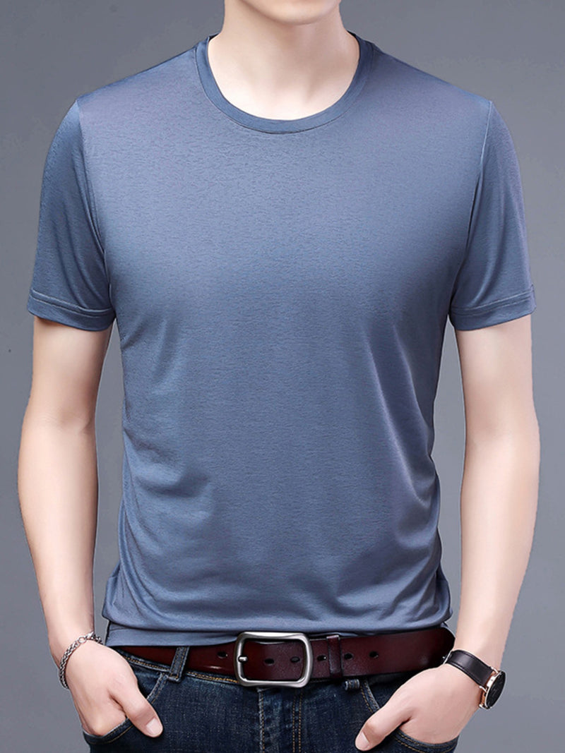 Men's Plus Size Classic Crew Neck Basic T-Shirt | Hazel & June Dark Gray