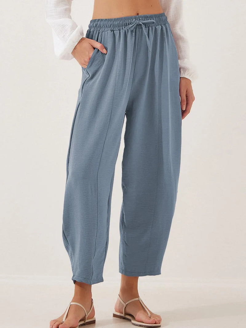 Drawstring Cropped Jogger Pants 1