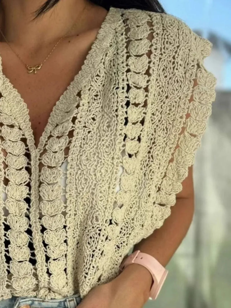 Crochet Knit V-Neck Sweater Vest 6