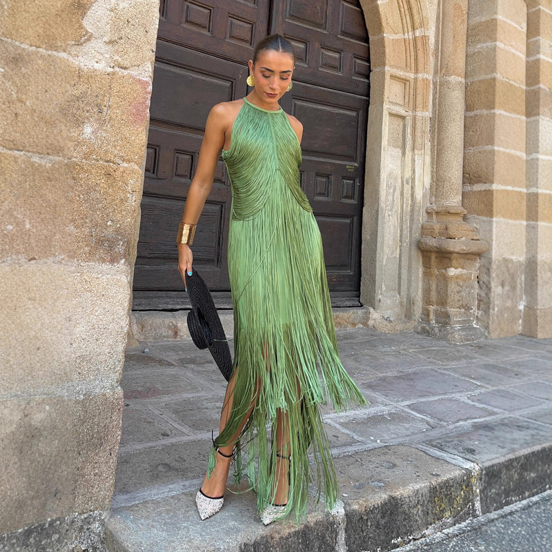 Seraphine Tassel Halter Gown 6