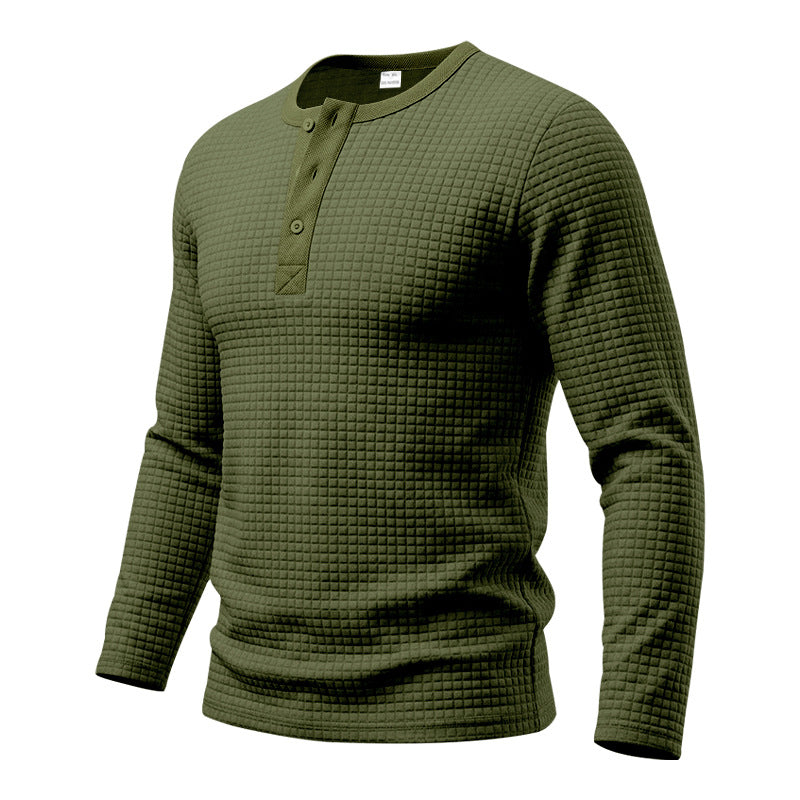 Jacquard Plaid Henley 6