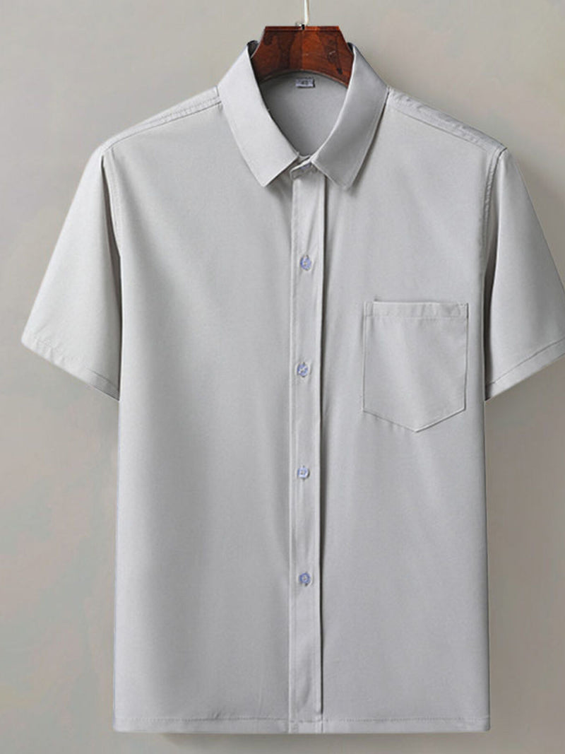 Men's Full Size Button Up Short Sleeve Shirt Plus Size Gray