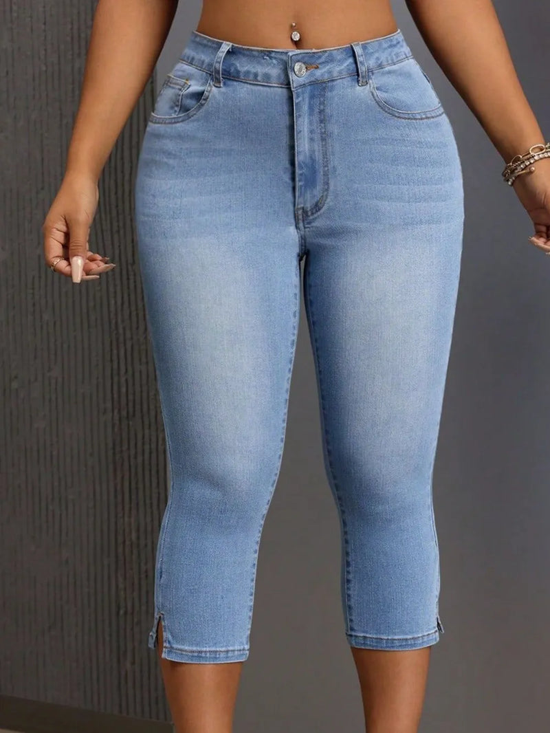 Side Slit Skinny Jeans with Pockets 4