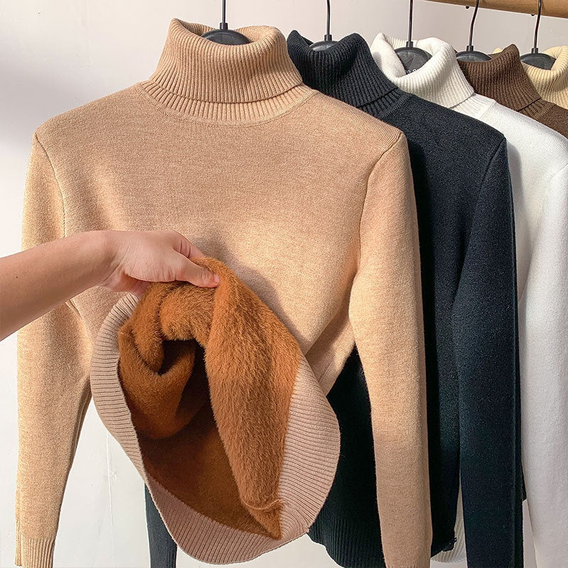Talia Fleece Turtleneck Sweater — Khaki