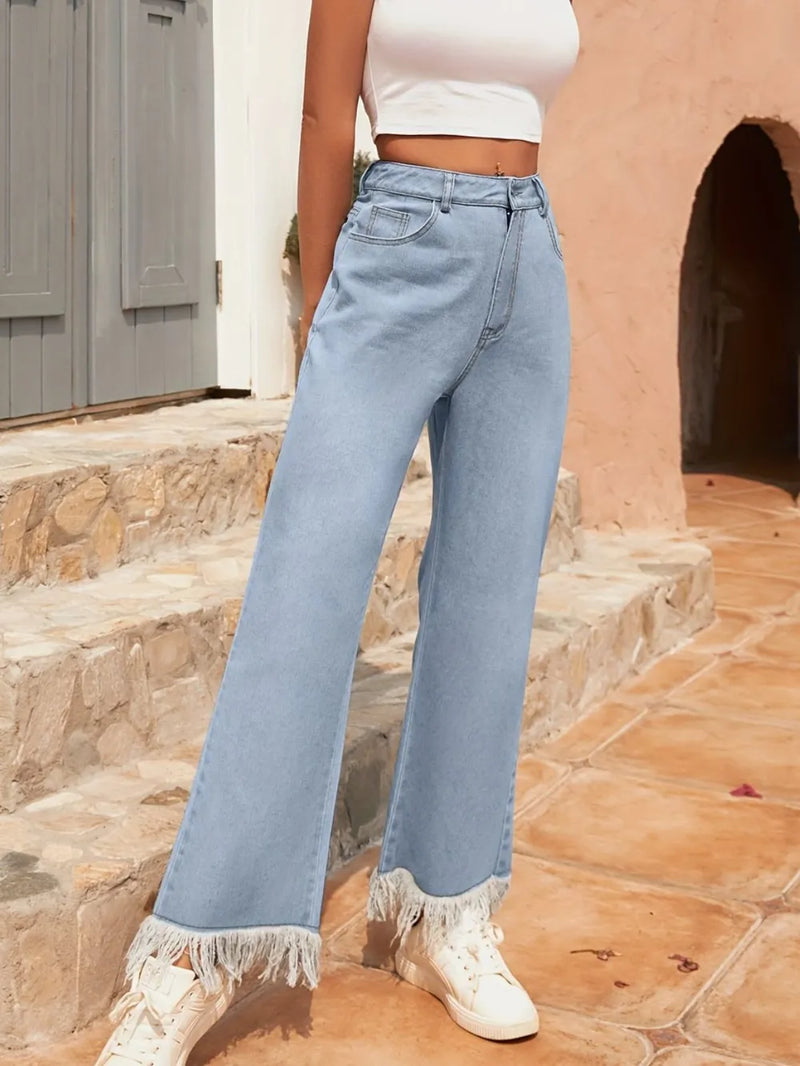 Raw Hem Bootcut Jeans with Pockets 5
