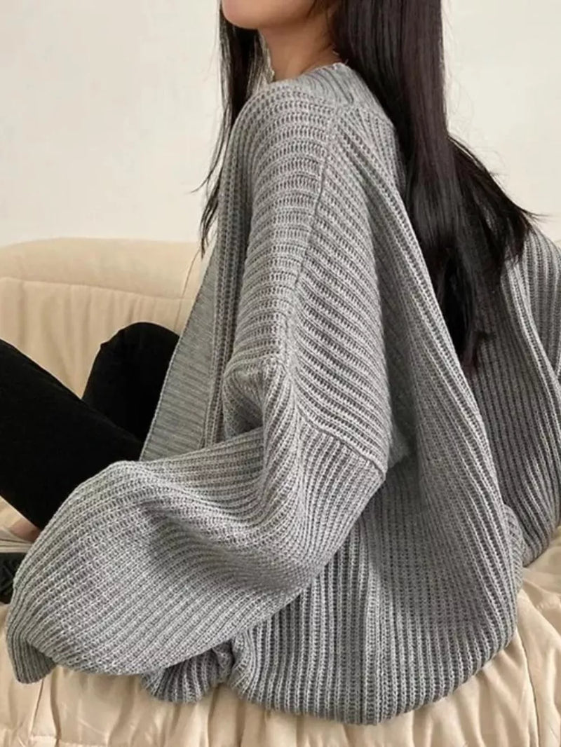 Open Front Oversized Knit Cardigan 2