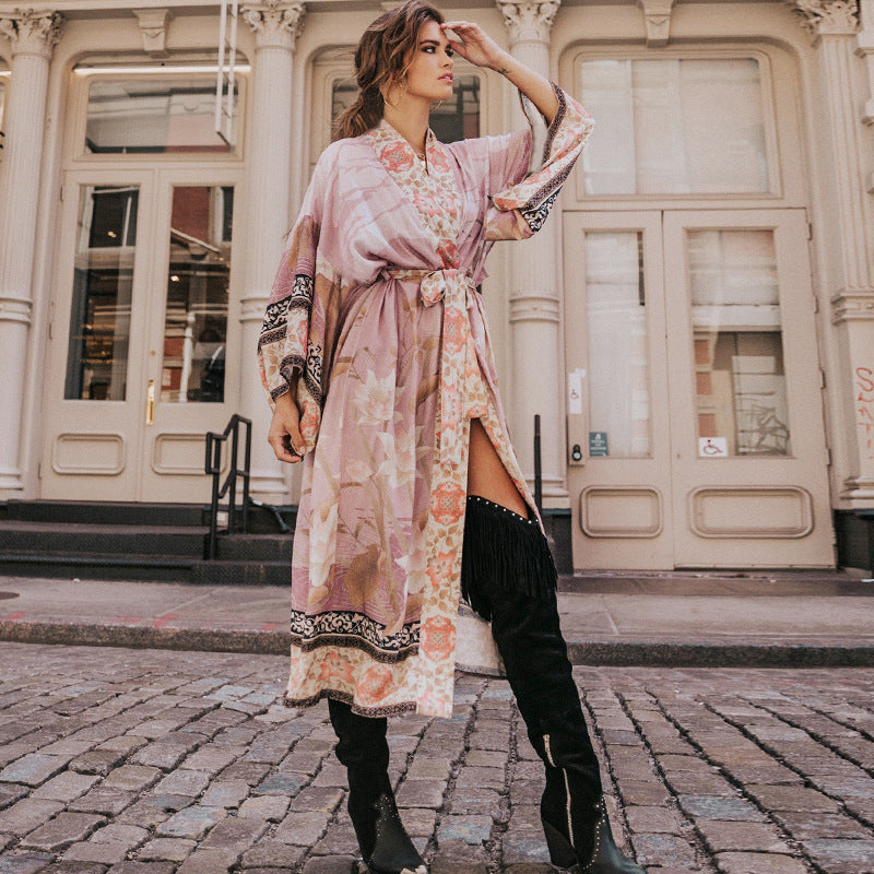 Floral Kimono Robe Maxi Dress 6