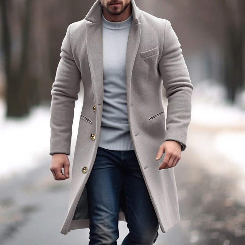 Bastian Single-Breasted Trench Coat in Gray
