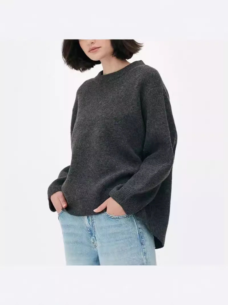 Selene Soft Crewneck Sweater — Black gray