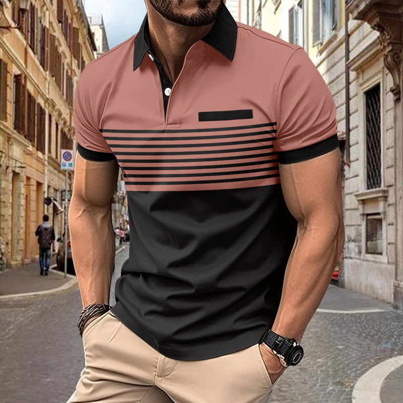 Owen Striped Chest-Pocket Shirt — Pink