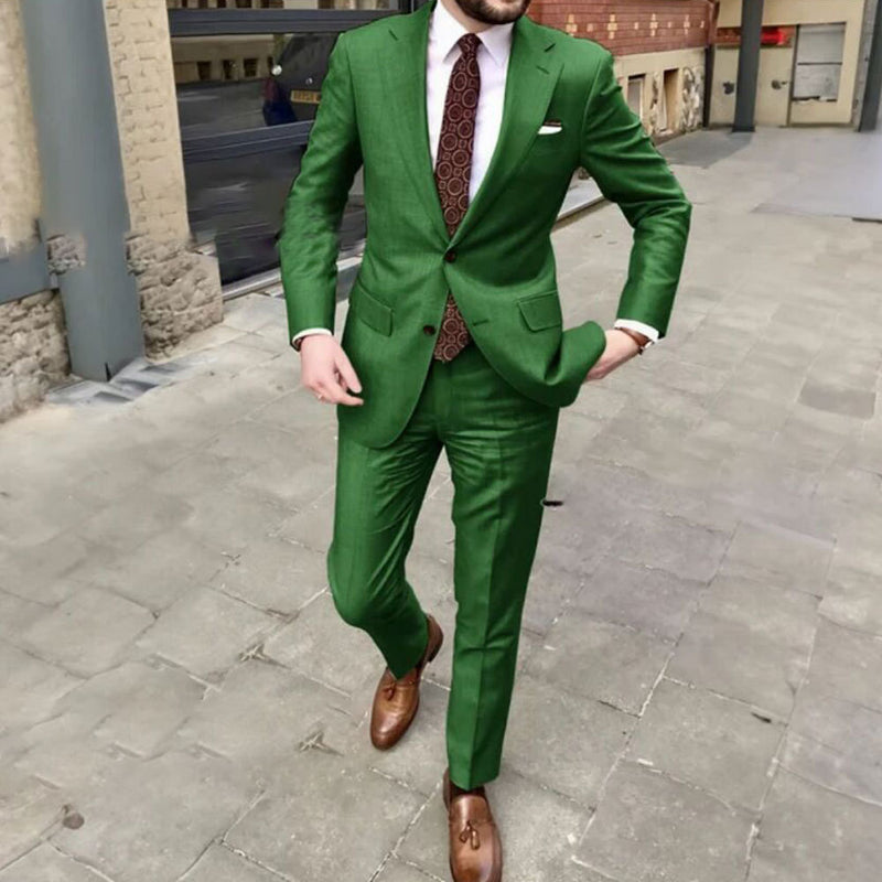 Everett Slim Business Suit — Green