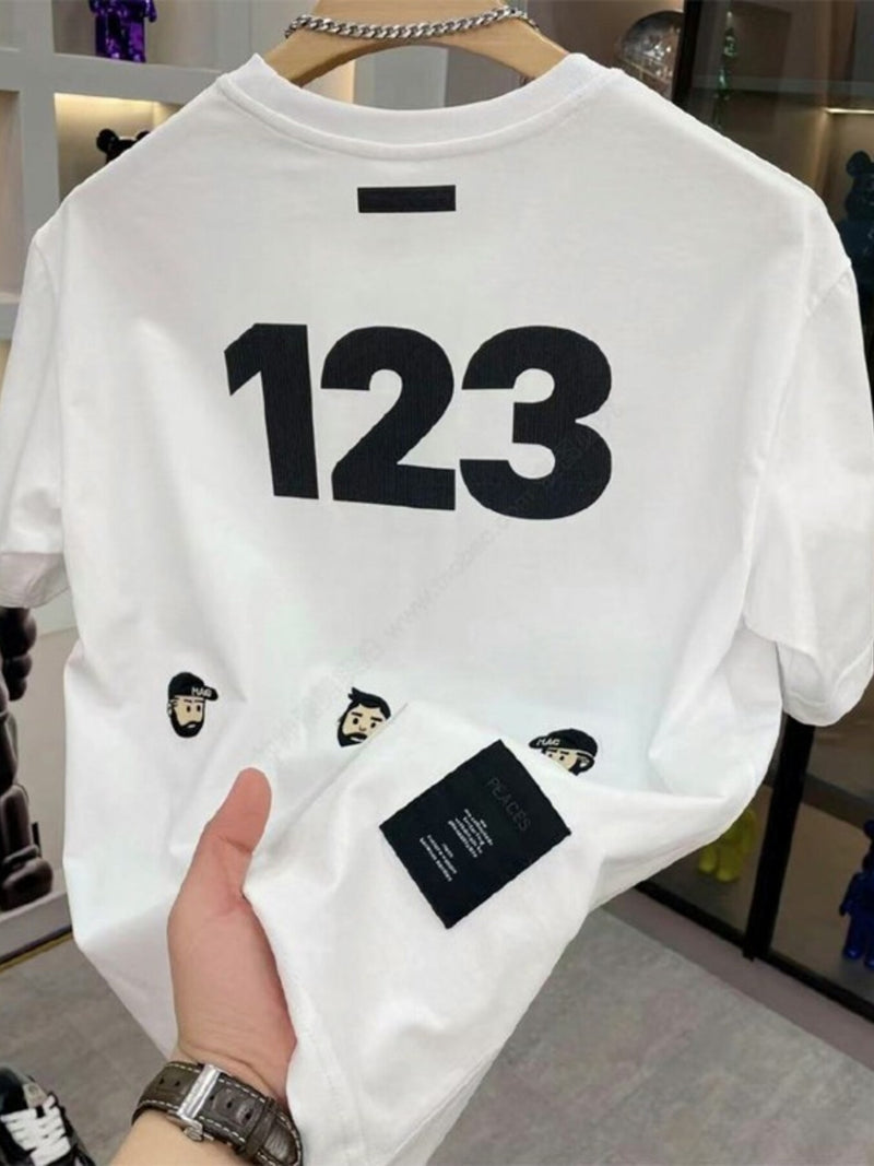 Men's Full Size Number 123 Round Neck T-Shirt Plus Size 3