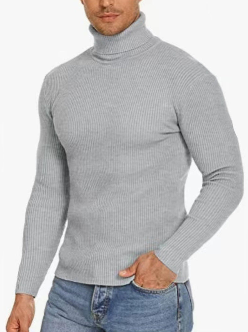 Men's Plus Size Ribbed Turtleneck Long Sleeve Sweater 6