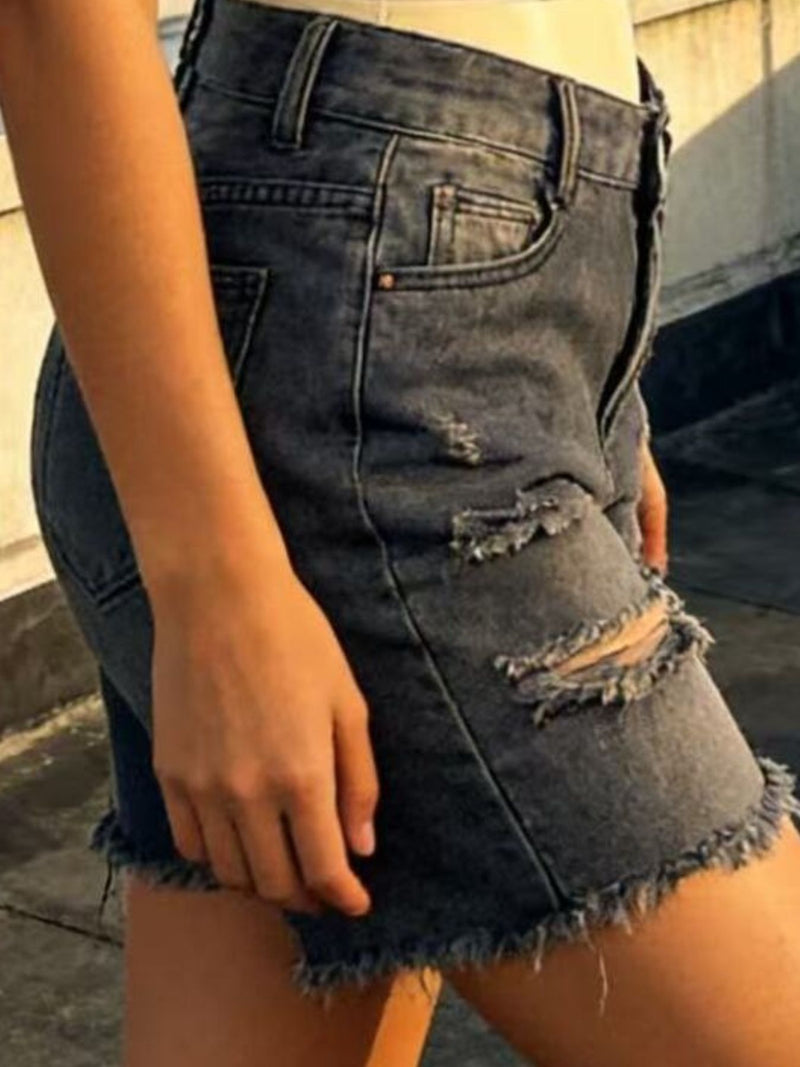 Full Size Ripped Frayed Hem Denim Shorts Plus Size 3