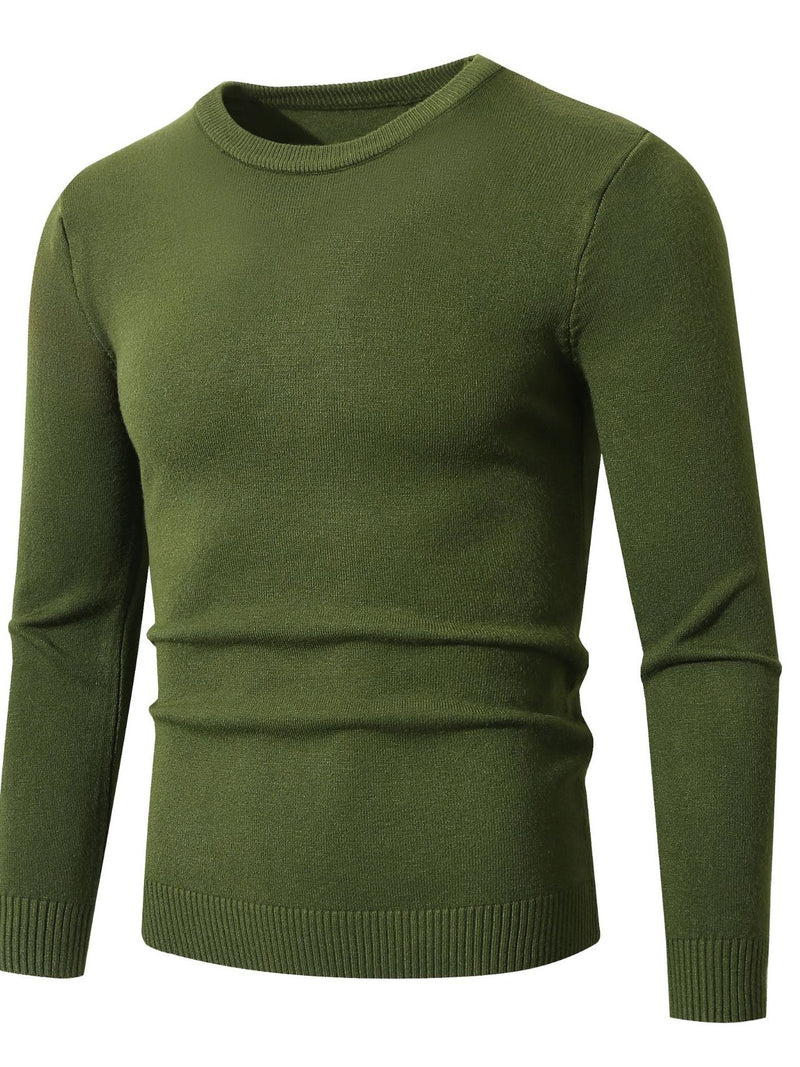 Men's Plus Size Ribbed Hem Long Sleeve Sweater | Hazel & June Military Green