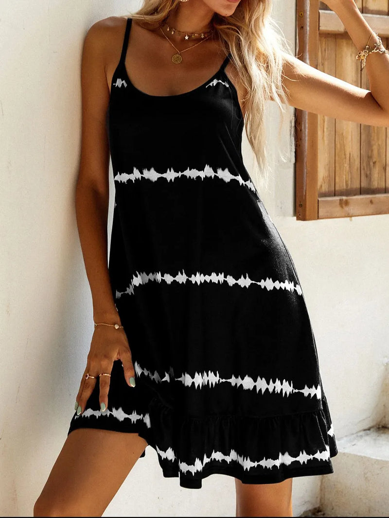 Contrast Printed Scoop Neck Mini Cami Dress 3