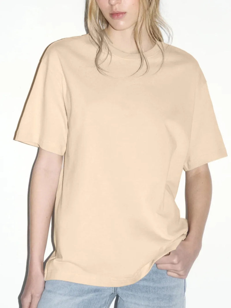 Plus Size Oversized Round Neck Short Sleeve T-Shirt | Hazel & June Tan