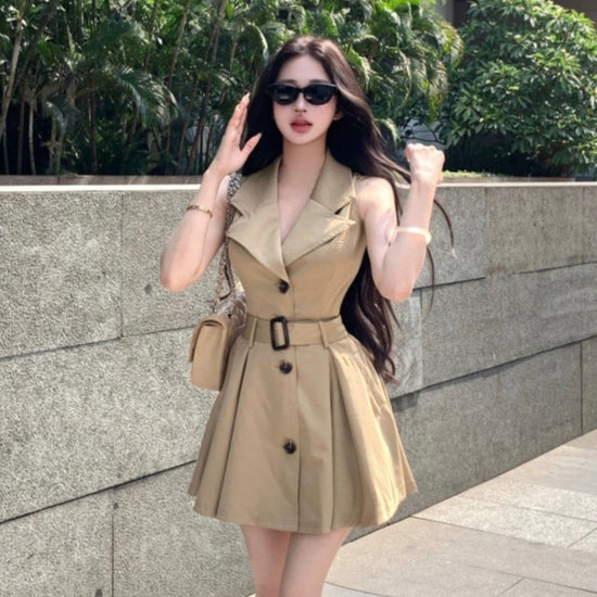Khaki Dress-style Coat Belted Trench Coat 2