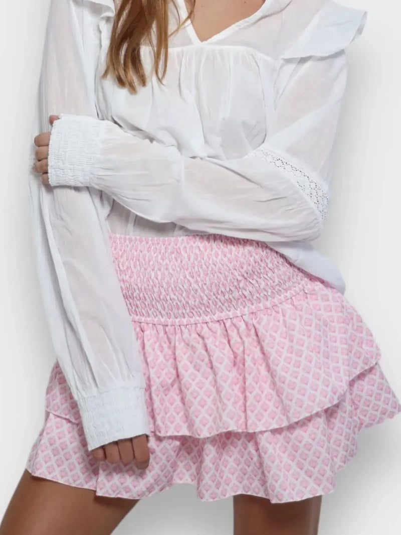 Smocked Wideband Waist Layered Mini Skirt 1