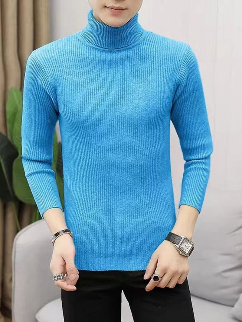 Men's Plus Size Ribbed Turtleneck Long Sleeve Sweater 14