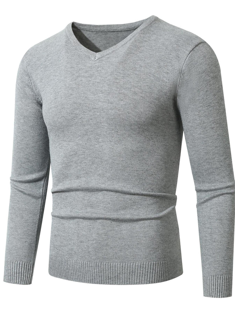 Men's Plus Size Ribbed Hem Long Sleeve Sweater | Hazel & June Gray