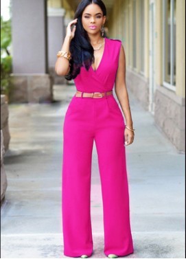 Juno Green Easy Jumpsuit — Rose red