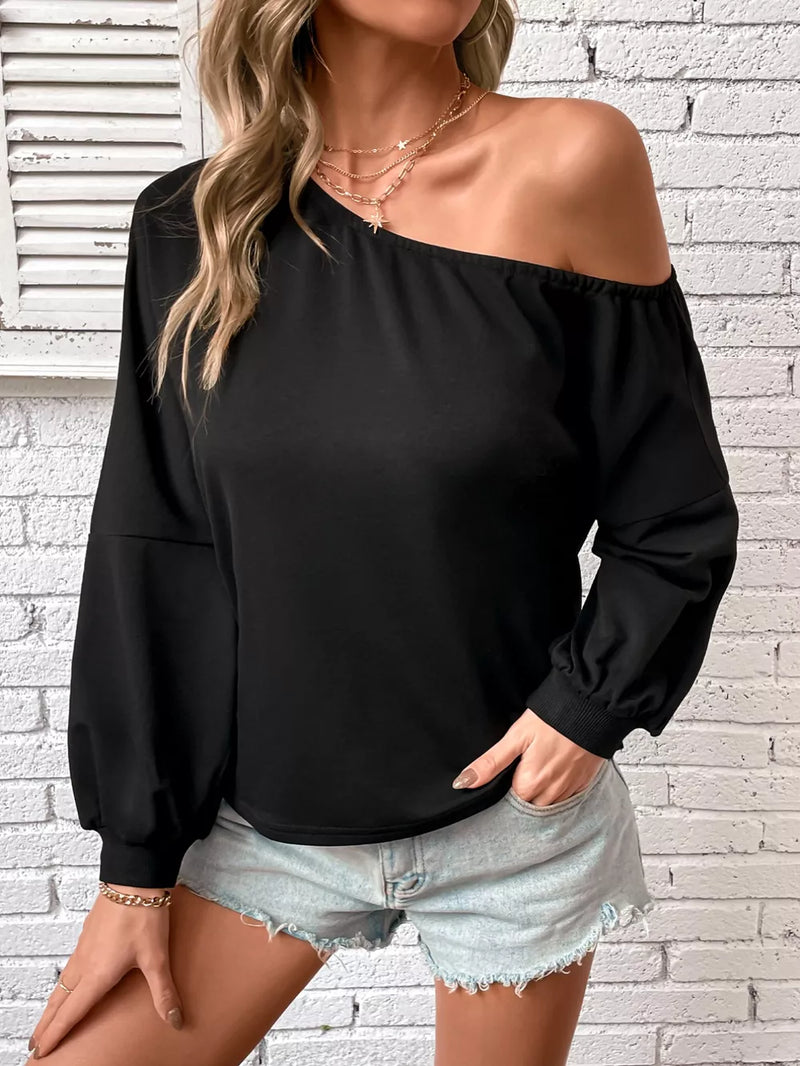 One-Shoulder Long Sleeve Casual Sweatshirt 6