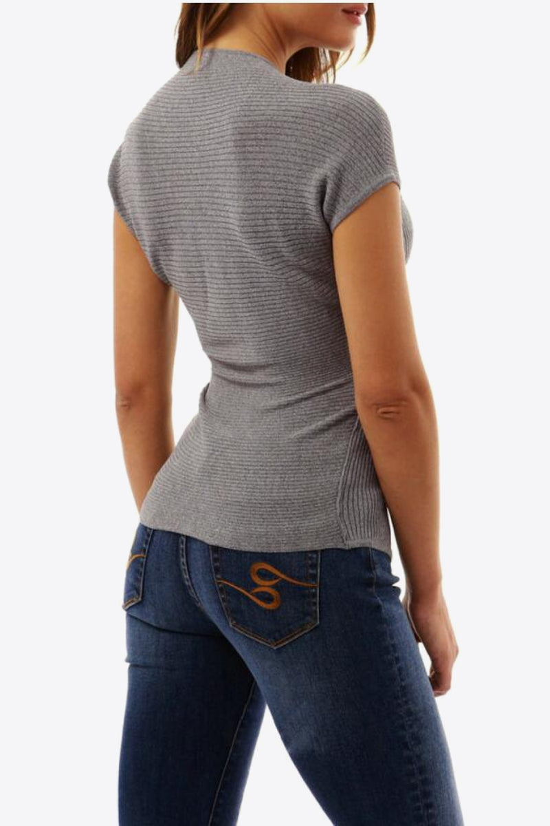 Ivy Lane Ribbed Surplice Neck Slit Top | Hazel & June