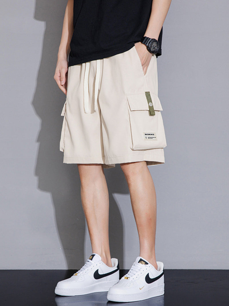 Men's Plus Size Casual Cargo Shorts with Drawstring | Hazel & June Khaki