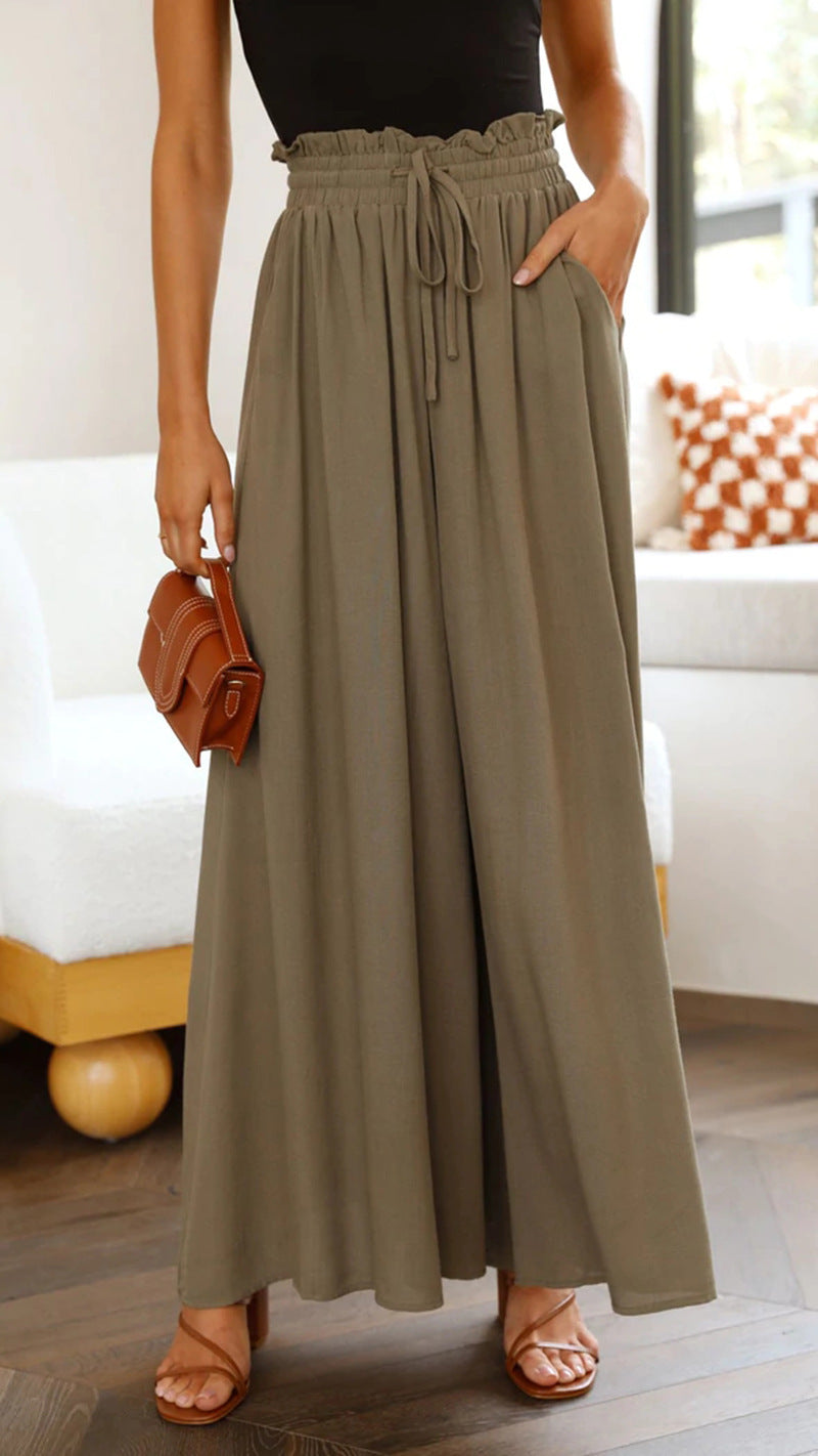 Noa Lounge Wide Leg Pants — Linen green