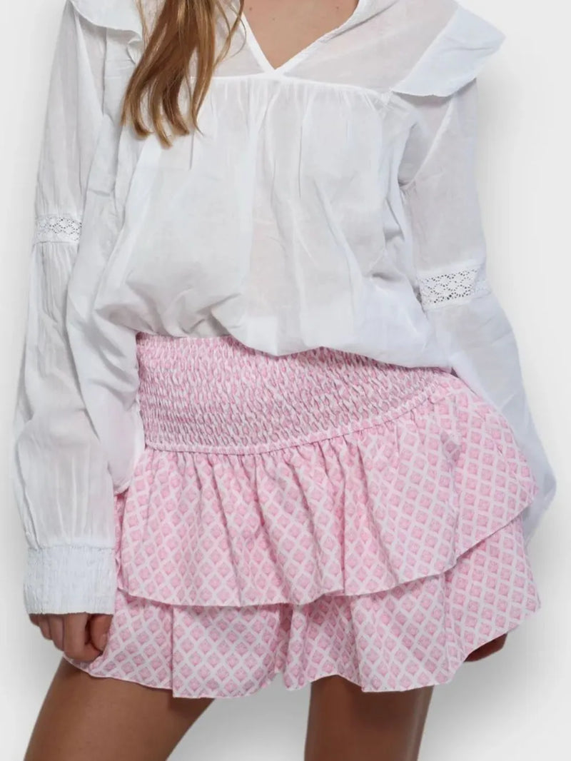 Smocked Wideband Waist Layered Mini Skirt 2